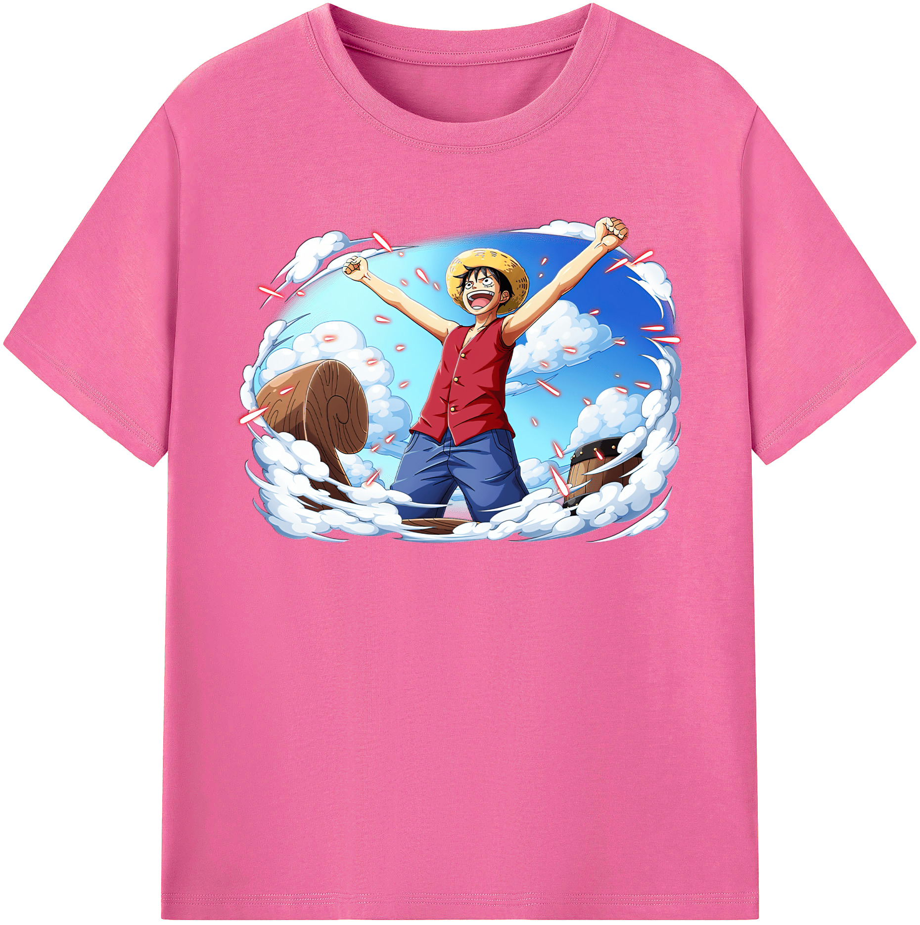 ワンピース モンキー・D・ルフィ ONE PIECE Monkey D. Luffy レディースカジュアルプリントTシャツ（綿100％）
